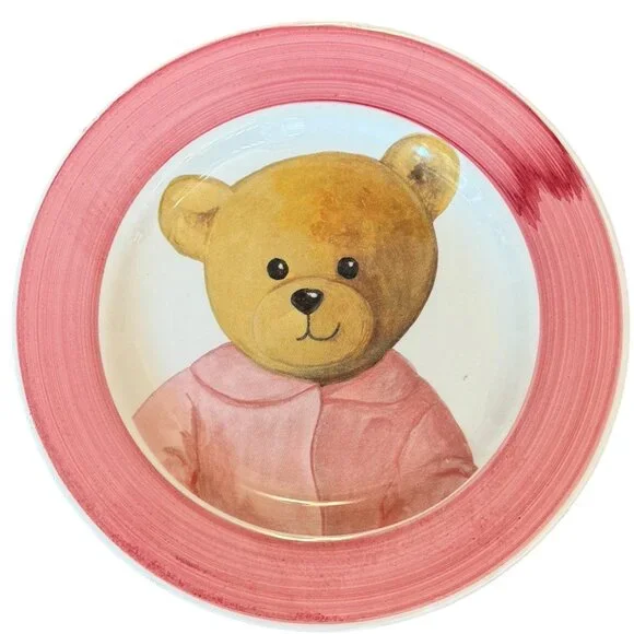 2 Vintage Italian Alimenti Teddy bear 8" plates - Picture 10 of 13
